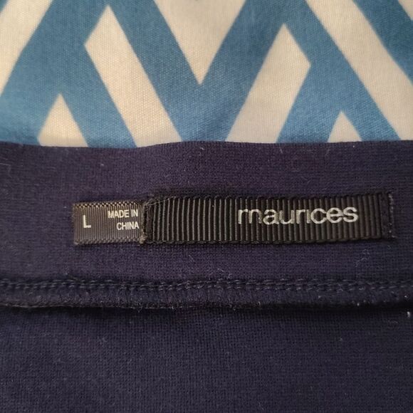 Maurices Navy Blue Pull On Stretch Knit Midi Pencil Skirt Size Large - Picture 8 of 10